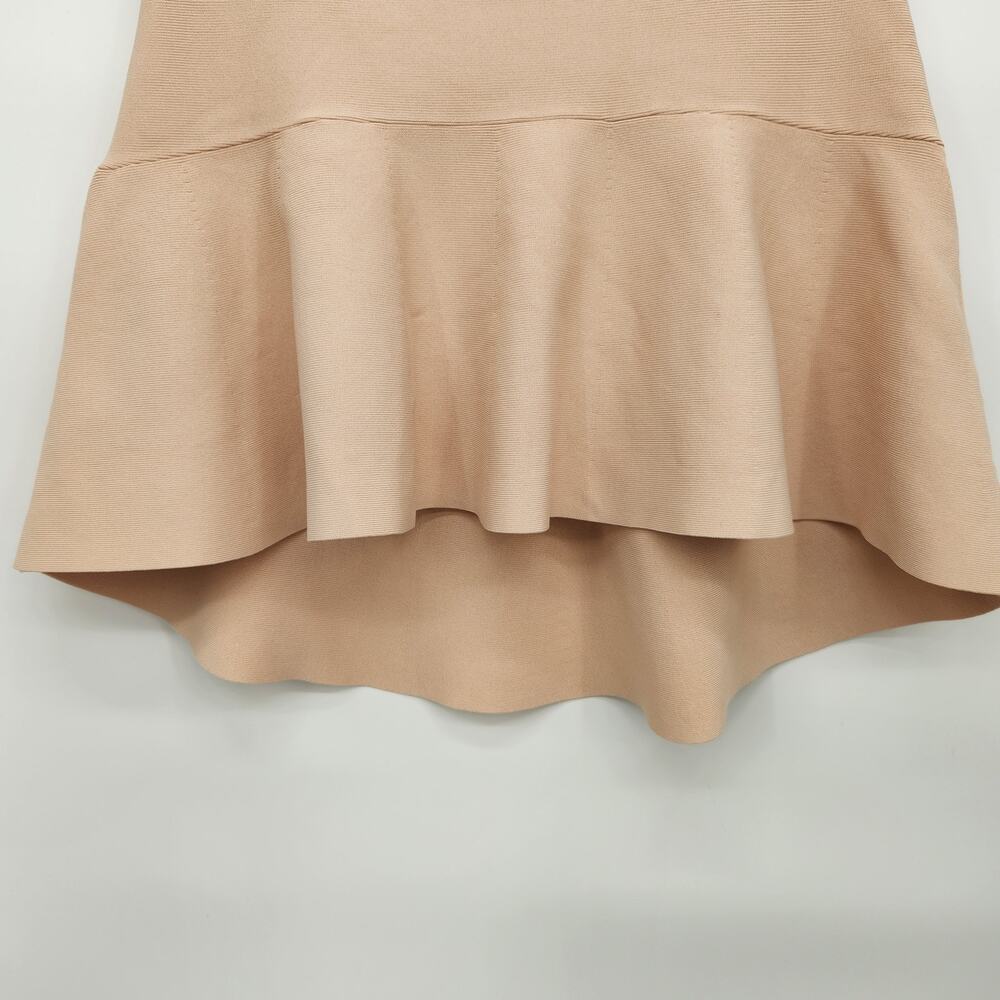 BCBGMaxazria Bare Pink Ribbed High-Low Ruffle Mini Skirt Women's Size L - Picture 8 of 9